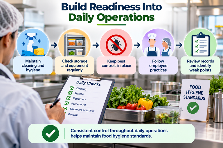 Daily Operations to maintain food hygiene standards